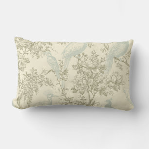 Vintage-Chinoiserie-Pfauen-Vogelhaus-Blumenmuster Lendenkissen