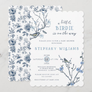 Vintage-Chinoiserie-Vogel-Baby-Shower-Einladung Einladung