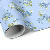 Vintage-Chintz-Hellblau-Blumen-Geschenkpapier Geschenkpapier (Rolleneckpunkt)