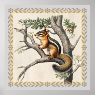 Vintage Chipmunk-Sketch für Naturliebhaber Poster