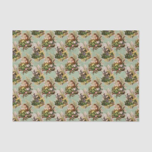 Vintage Chipmunks Woodland Seidenpapier (Vorderseite)