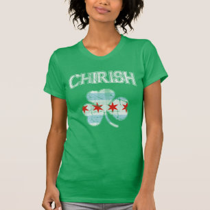 Vintage Chirish Kleeblatt-Chicago-Flagge T-Shirt