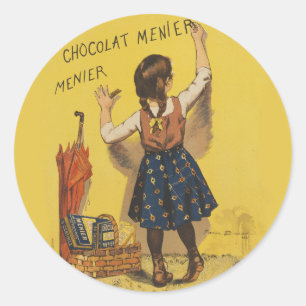Vintage Chocolat Menier französisches Plakat Bouis Runder Aufkleber