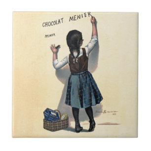 Vintage Chocolat Menier französisches Poster Bouis Fliese