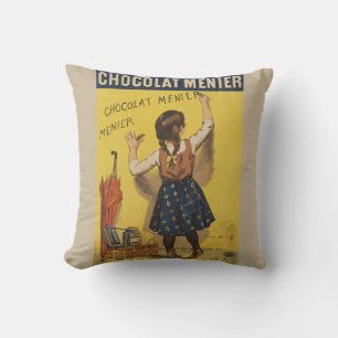 Vintage Chocolat Menier französisches Poster Bouis Kissen