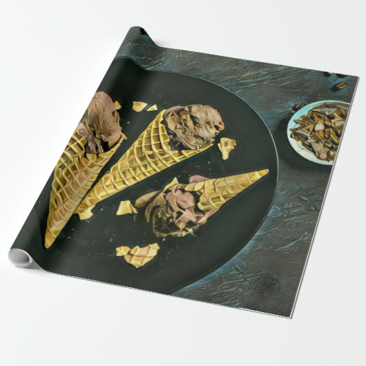 Vintage chocolate ice cream cones geschenkpapier (Ungerollt)