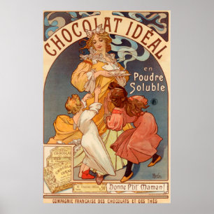 Vintage Chocolate Idéal Advertisement Poster