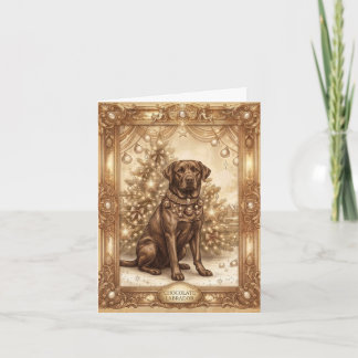 Vintage-Chocolate-Labrador-Weihnachtsgrußkarte Feiertagskarte