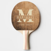 Vintage Chopping Block Monogram & Name Overlay Tischtennis Schläger (Rückseite)