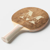 Vintage Chopping Block Monogram & Name Overlay Tischtennis Schläger (Vorderseite)