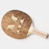 Vintage Chopping Block Monogram & Name Overlay Tischtennis Schläger (Seitenansicht)
