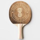 Vintage Chopping Block Pineapple Wedding  Names Tischtennis Schläger (Rückseite)