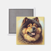 Vintage-Chow-Chow-Gemälde Magnet (Vorderseite/Rückseite)