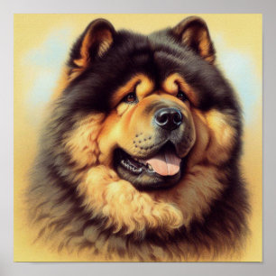 Vintage-Chow-Chow-Gemälde Poster