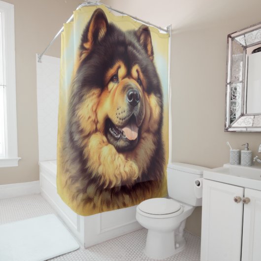 Vintage Chow-Chow-Malerei Duschvorhang (Beispiel)
