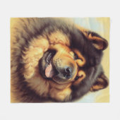 Vintage Chow-Chow-Malerei Fleecedecke (Vorderseite (Horizontal))