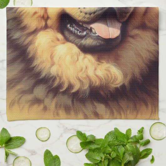 Vintage Chow-Chow-Malerei Geschirrtuch (Gefaltet)