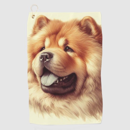 Vintage Chow-Chow-Malerei Golfhandtuch (Vorderseite)
