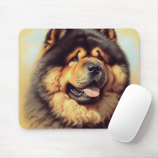 Vintage Chow-Chow-Malerei Mousepad (Mit Mouse)