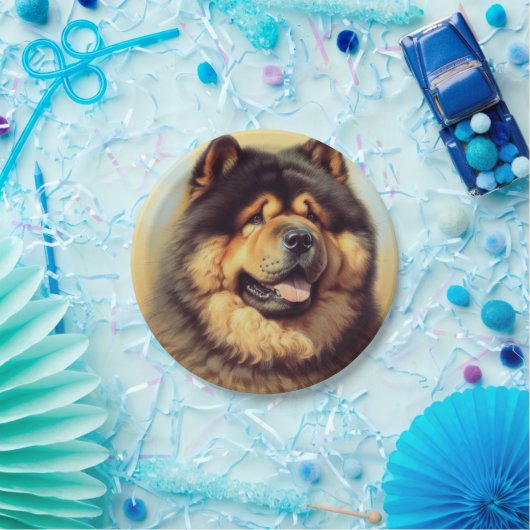 Vintage Chow-Chow-Malerei Pappteller (Party)