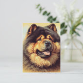 Vintage Chow-Chow-Malerei Postkarte (Stehend Vorderseite)