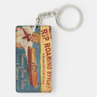 Vintage Chris Craft Wood Cobra Boat Werbung Schlüsselanhänger