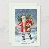 Vintage Christams Santa Greeting Card Feiertagskarte (Vorne/Hinten)