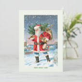 Vintage Christams Santa Greeting Card Feiertagskarte (Stehend Vorderseite)