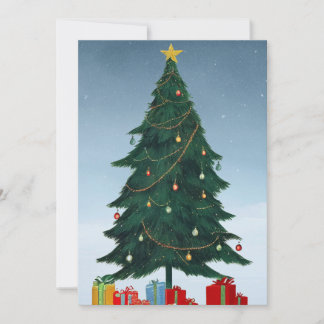Vintage-Christbaum Goldener Stern und verpackte Ge Feiertagskarte