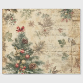 Vintage-Christbaum & Ornament (3) Geschenkpapier (Flach)