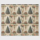 Vintage-Christbaum und Schrift  Geschenkpapier (Flach)