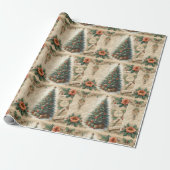 Vintage-Christbaum und Schrift  Geschenkpapier (Ungerollt)