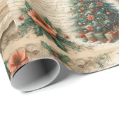 Vintage-Christbaum und Schrift  Geschenkpapier (Rolleneckpunkt)