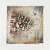 Vintage-Christbaum-Wandteppich Wandteppich (Vorderseite (Horizontal))