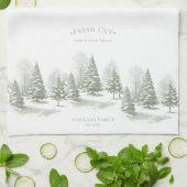 Vintage-Christbaumfarm Kiefern-Monogramm Geschirrtuch (Gefaltet)
