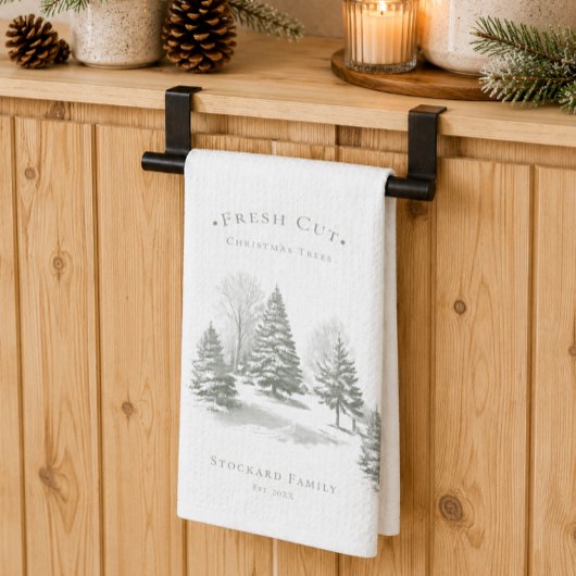 Vintage-Christbaumfarm Kiefern-Monogramm Geschirrtuch