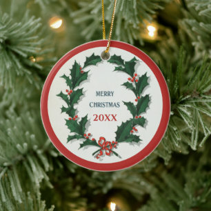 Vintage-Christbaumkranz Frohe Weihnachten Keramik Ornament