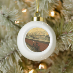 Vintage-Christbaumkugel aus Florenz, Italien Keramik Kugel-Ornament