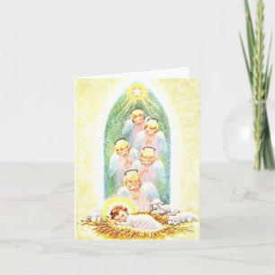 Vintage-Christkind mit Engeln Weihnachten Karte