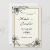 Vintage Christliche Hochzeit mit Lilienflora Einladung (Vorderseite)