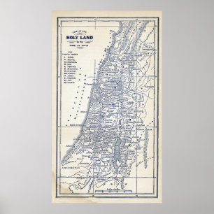 Vintage Christliche Landkarte Jerusalem Poster
