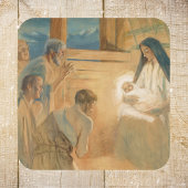 Vintage Christliche Weihnachtsbauern Quadratischer Aufkleber