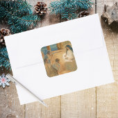 Vintage Christliche Weihnachtsbauern Quadratischer Aufkleber