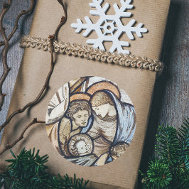 Vintage Christliche Weihnachtskrippe Runder Aufkleber