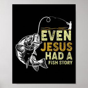 Vintage Christlicher Vater Fischen Selbst Jesus Ha Poster