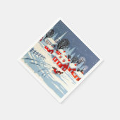 Vintage Christma Holiday Church Winterschneepferd Serviette (Ecke)