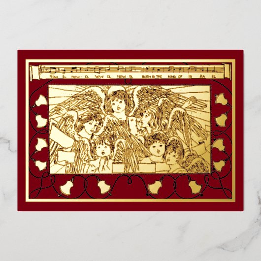 Vintage Christmas Angel Choir Folien Feiertagskarte (Vorderseite)