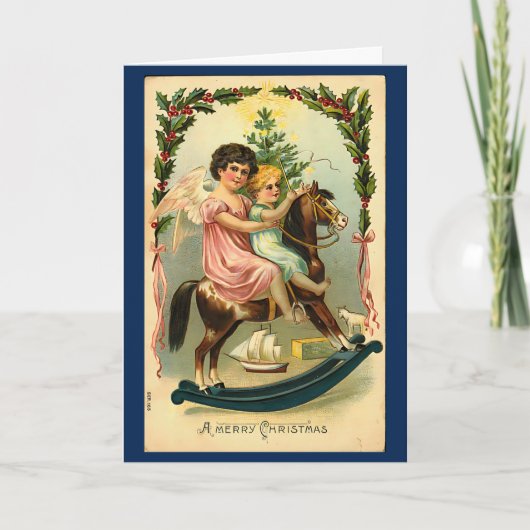 Vintage Christmas Angel Custom Message Karte (Vorderseite)