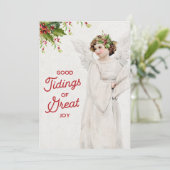 Vintage Christmas Angel Feiertagskarte (Stehend Vorderseite)