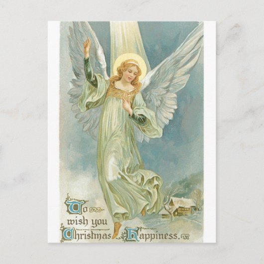 Vintage Christmas Angel Feiertagspostkarte (Vorderseite)